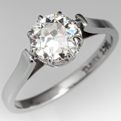Transitional Cut Diamond Vintage Solitaire Engagement Ring .98ct K/SI1 GIA