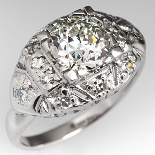 1930's Antique 1 Carat Diamond Engagement Ring 1.15ct K/I1 GIA