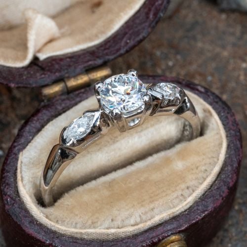 Vintage Diamond Engagement Ring w/ Accents 0.41ct E/VS1 GIA