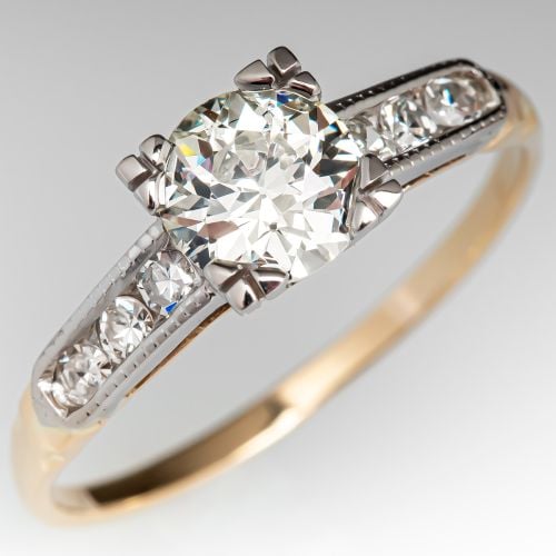 Vintage Old Euro Cut Diamond Engagement Ring 0.92ct M/VS2 GIA