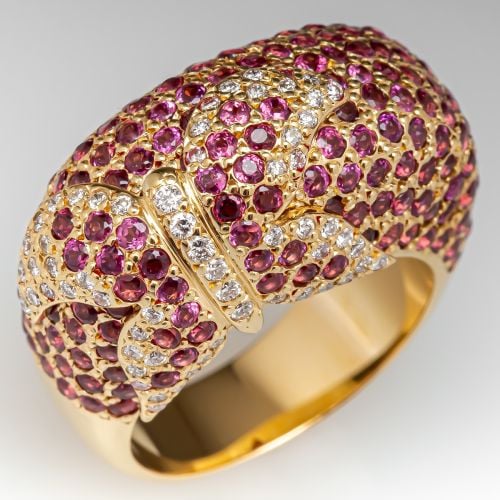 14K Yellow Gold Garnet & Diamond Butterfly Ring