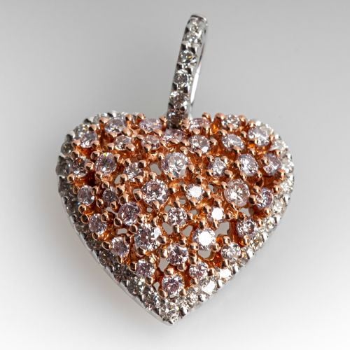 Heart Shape Pink Diamond Cluster Pendant 