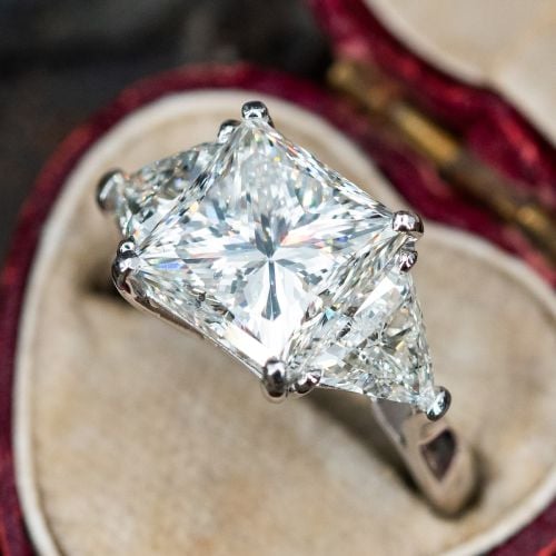 5 Carat Princess Cut Diamond Engagement Ring 5.00ct I/SI2 GIA