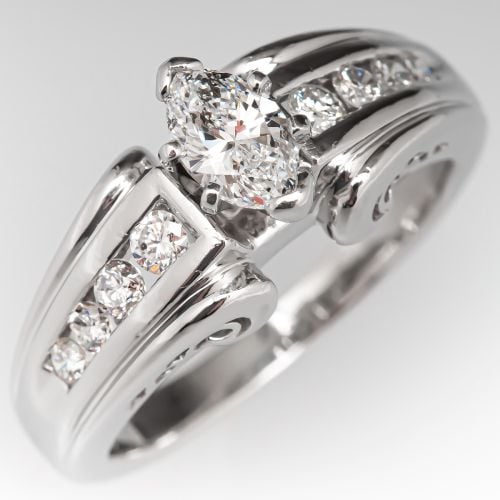 Marquise Cut Diamond Engagement Ring in Platinum .56ct E/I1