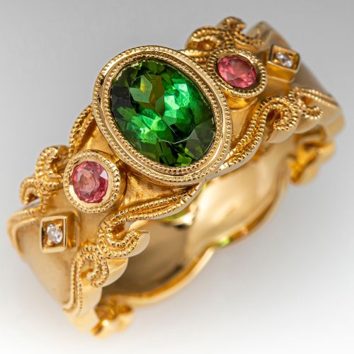 Judy Mayfield Tourmaline Ring w/ Padparadscha Sapphire Accents