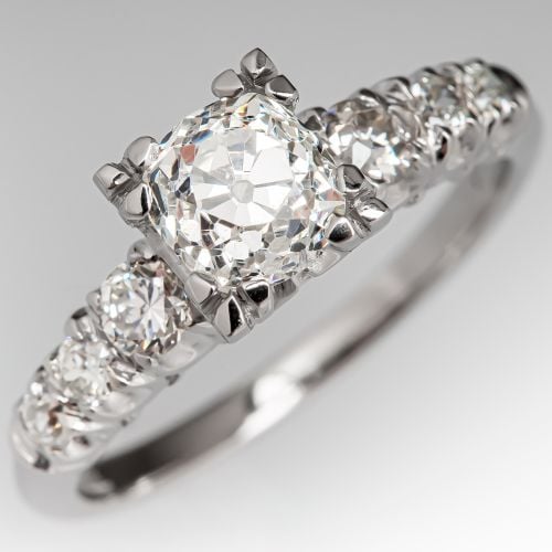 Vintage Old Mine Cut Diamond Engagement Ring 1.11ct I/I1 GIA
