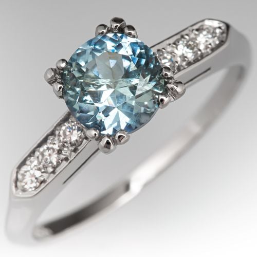 1.8 Carat Round Cut No Heat Montana Sapphire Engagement Ring