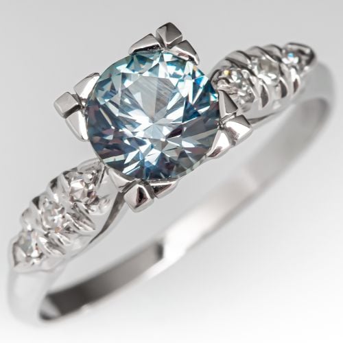 1.4 Carat Round Cut No Heat Montana Sapphire Engagement Ring