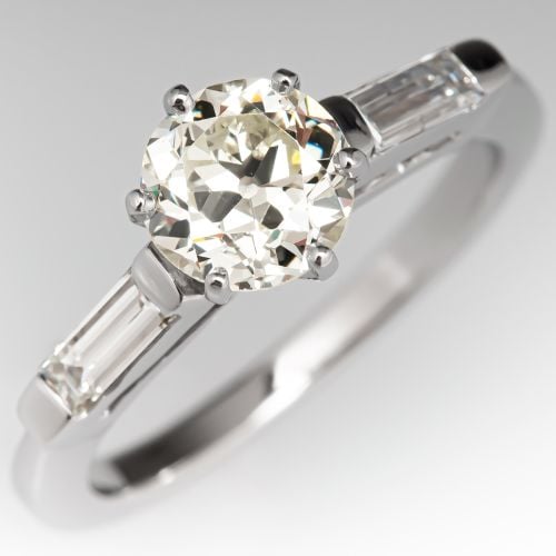 1950s Old Euro Cut Diamond Engagement Ring 1.03ct O-P/VS2