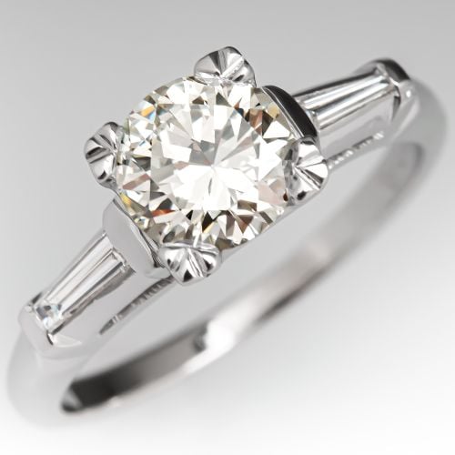 Vintage Round Cut Diamond Engagement Ring .85ct L/VS2 GIA