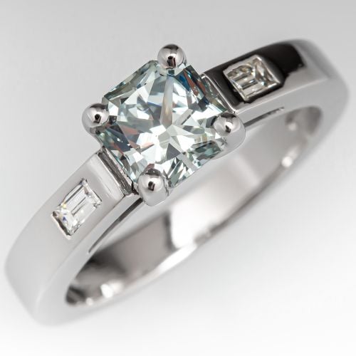 1 Carat Radiant Cut No Heat Montana Sapphire Engagement Ring