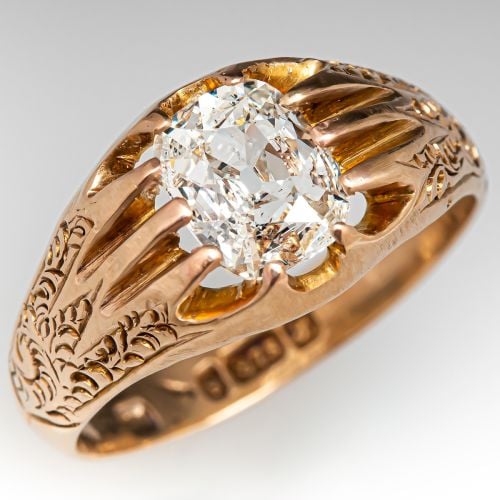 Victorian Old Mine Cut Diamond Ring 0.93ct I/SI2 GIA