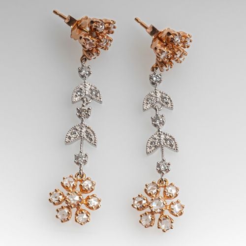 EFFY diamond dangle earrings 14K Rose & White Gold