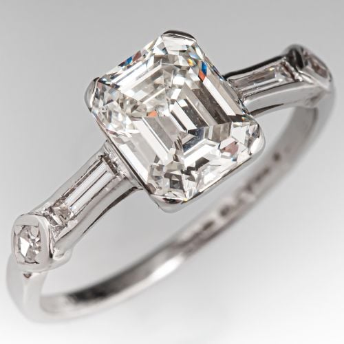 Vintage Emerald Cut Diamond Engagement Ring 1.21ct H/SI1 GIA