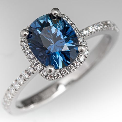 Bi-Color Oval Sapphire Engagement Ring Simon G 18K Diamond Mount