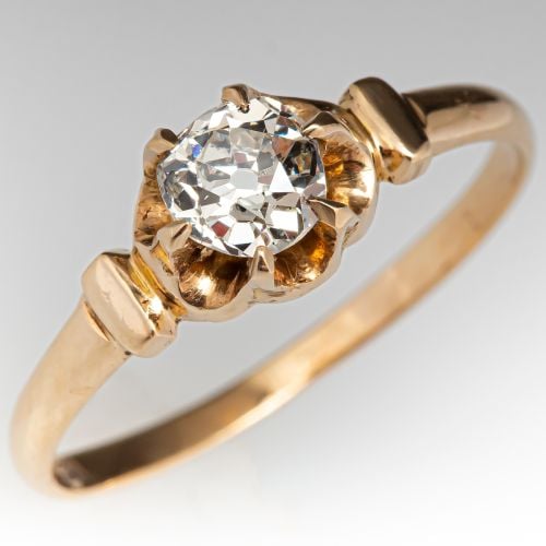 Late Victorian Antique Diamond Engagement Ring 14K Yellow Gold .50ct I/I1