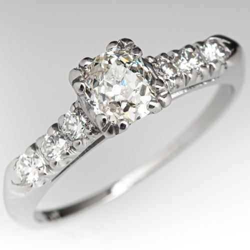 Vintage Old Mine Cut Diamond Engagement Ring .59ct K/VS2 GIA