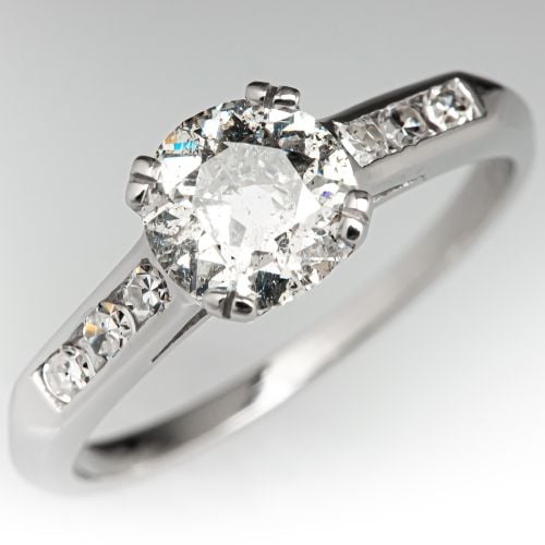 Vintage Old European Cut Diamond Engagement Ring .92ct J/I2 GIA