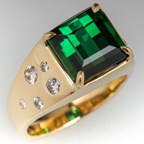Tourmaline Cocktail Ring w/ Diamond Accents 14K Yellow Gold