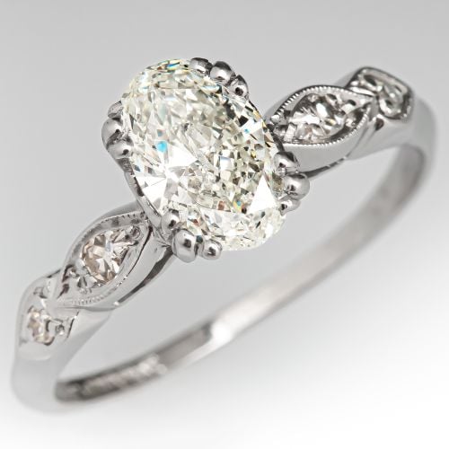 Oval Diamond Vintage Engagement Ring .86ct M/I1 GIA