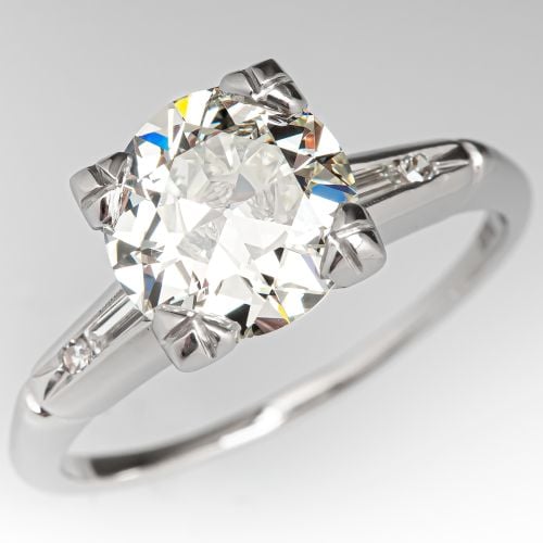 Vintage 2 Carat Diamond Engagement Ring Platinum 2.01ct M/VS2 GIA