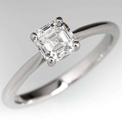 Modern Square Emerald Cut Diamond Engagement Ring Platinum 1.01ct G/VS1