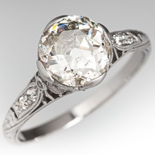 Circa 1920's Diamond Engagement Ring w/ Accents Platinum 1.58ct M/I1