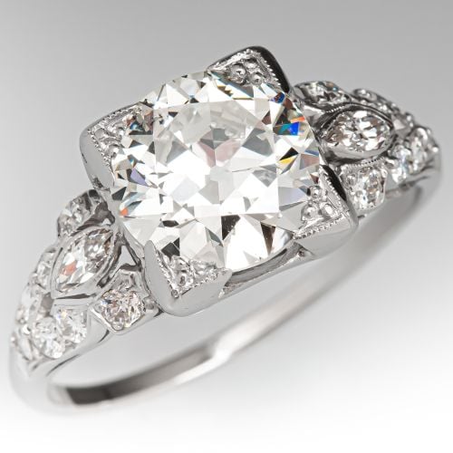 2 Carat Antique Diamond Engagement Ring w/ Accents 2.10ct K/I1 GIA