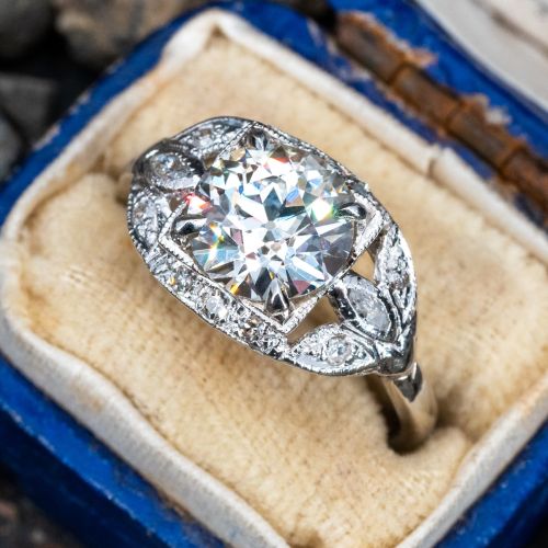 1930's Art Deco Diamond Engagement Ring Platinum 1.85ct K/VS2 GIA