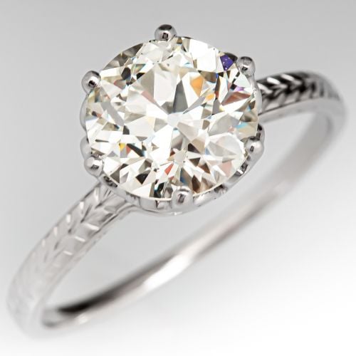 2 Carat Vintage Diamond Solitaire Engagement Ring 2.06ct M/VS2 GIA
