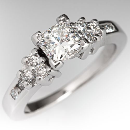 Princess Cut Diamond Engagement Ring 14K White Gold .70ct G/SI2
