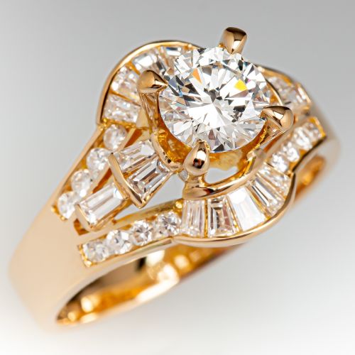 Diamond Engagement Ring w/ Accents 18K Yellow Gold .62ct I/VVS2