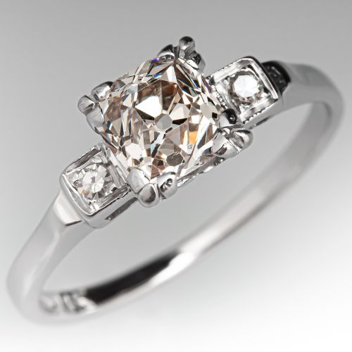1 Carat Vintage Old Mine Cut Diamond Engagement Ring 1.00ct L/I1