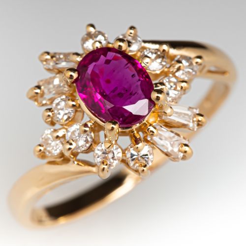 Ruby & Diamond Ring 14K Yellow Gold