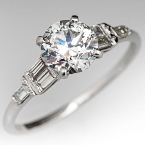Vintage Diamond Engagement Ring w/ Accents 1.02ct G/SI2 GIA