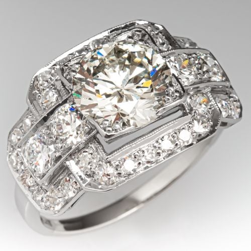 2 Carat Vintage Diamond Engagement Ring w/ Milgrain Detail 2.04ct M/SI2