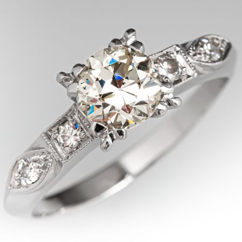 1930's Diamond Engagement Ring w/ Accents Platinum .74ct M/I1