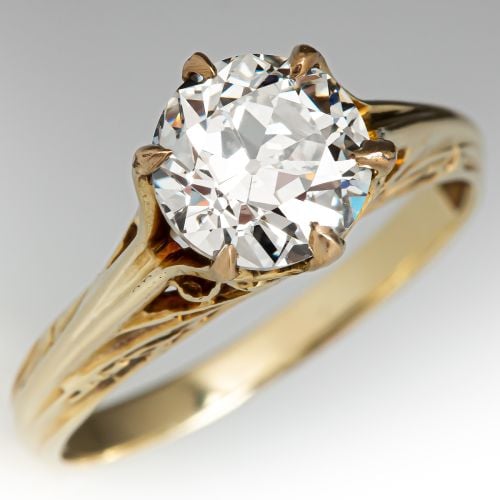 1920's Diamond Solitaire Engagement Ring 14K Yellow Gold 1.07ct K/VVS2 GIA
