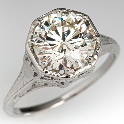 Beautiful Vintage Diamond Engagement Ring 2.12ct O-P/VS2 GIA