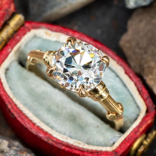 Circa 1900 Diamond Solitaire Engagement Ring 14K Yellow Gold 2.34ct N/SI1 GIA