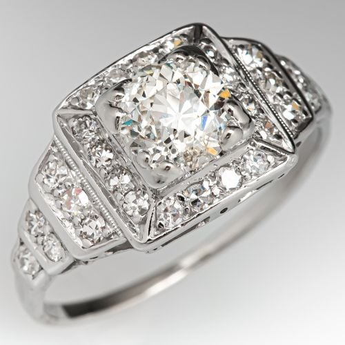1930's Art Deco 1 Carat Diamond Engagement Ring 1.02ct L/I1