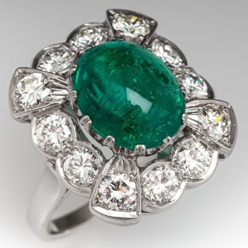 GIA Colombian Emerald & Diamond Ring Platinum