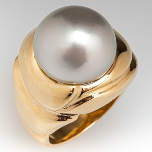 South Sea Pearl Cocktail Ring 14K Yellow Gold