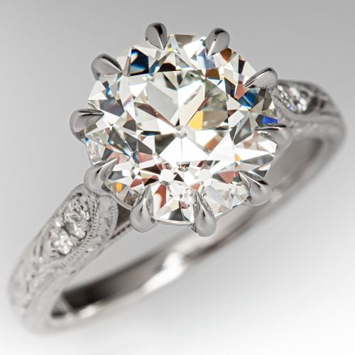 3+ Carat Old European Cut Diamond Engagement Ring 3.82ct I/VS2 GIA