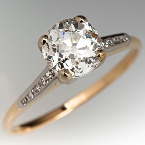 Old Mine Cut Diamond Engagement Ring w/ Accents 1.08ct J/VS2 GIA