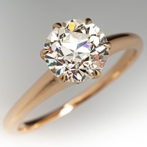 Old European Cut Diamond Solitaire Engagement Ring 14K Yellow Gold 1.50ct N/VS1 GIA