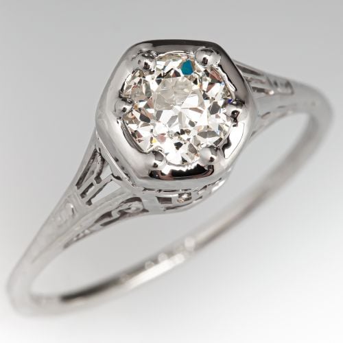Circa 1920's Belais Brothers Diamond Engagement Ring .61ct J/I2 GIA