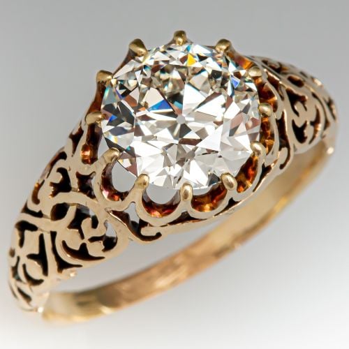 2 Carat Victorian Old Euro Diamond Engagement Ring 2.35ct L/VS1 GIA