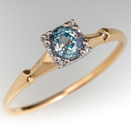 Green to Purple Color Change Alexandrite Ring 14K Yellow Gold