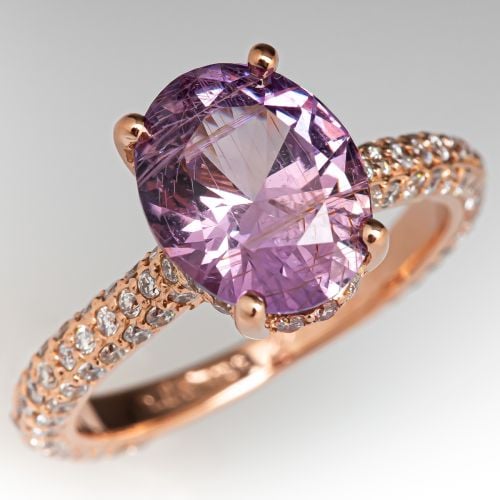 No Heat Color Change Sapphire Engagement Ring 14K Rose Gold